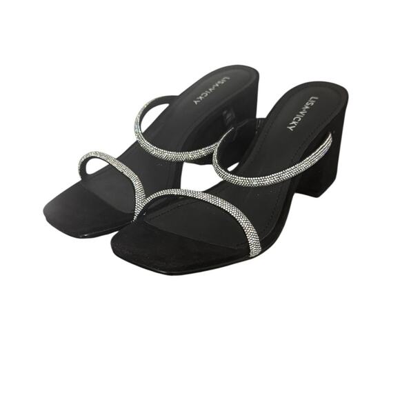 NIB! Lisa Vicky Mood Pavé Crystal Block Heel Slide Glitzy Sandal - Size 7.5 - Picture 3 of 10